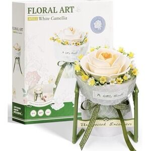 ROBOTIME 3D  Plastic Flower Puzzle Camellia Flowers DIY Model Kits Women